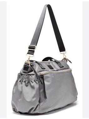 Hayden Harnett Voyager Gray Nylon Convertible Travel/Gym Bag with leather trim